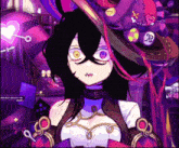 a girl in a video game with a purple background and a message that says you owen smooch one