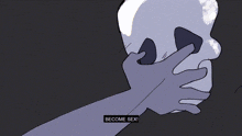 a drawing of a person with the words " become sex " on the bottom right