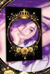 a picture of a woman in a frame with a crown on it