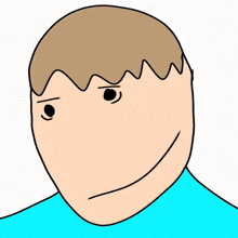 a cartoon drawing of a man 's face with a blue shirt