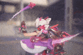 a video game character is riding a shark with a sword