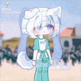 a drawing of a girl with a cat ear and the number 457