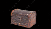 a treasure chest is surrounded by a cloud of smoke with a black background and a watermark that says duu