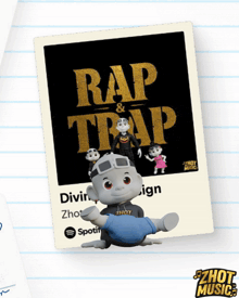 a picture of a cartoon character with the words rap and trap written on it