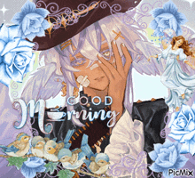 a picture of a witch with the words good morning on the bottom