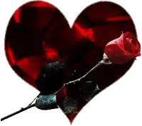 a red heart with the name elizabe and a rose