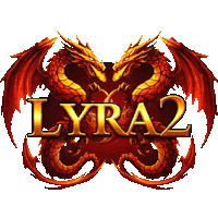 a logo for lyra 2 with two dragons in the middle