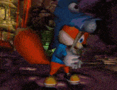 a cartoon character wearing a blue hoodie with the letter b on it