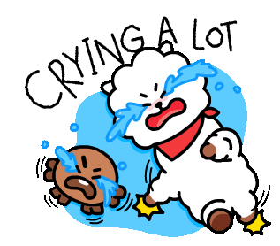 Bt21 Crying A Lot Sticker - Bt21 Crying A Lot Tears Flowing Stickers