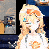 a girl wearing goggles and a t-shirt that says i don t rizz juice grease