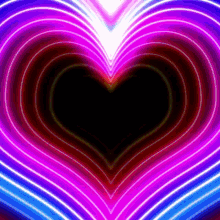 a glowing heart with a black center on a colorful background