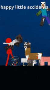 a happy little accidents poster with minecraft characters