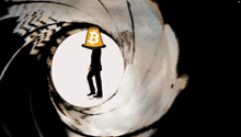a man with a bitcoin cone on his head