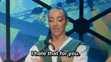 a woman says i hate that for you in a cheerleader uniform