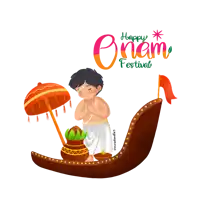an illustration of a boy in a boat with the words happy onam festival