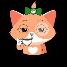 cat sip coffee tea fancy