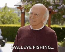 a man wearing glasses and a sweater says walleye fishing ...