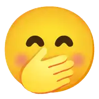a smiley face is covering its mouth with its hand