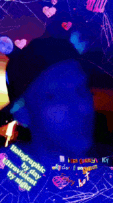 a blue background with the words holographic by day and ultraviolet by night