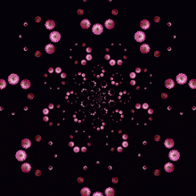 a swirl of pink flowers on a dark background