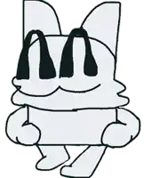 a black and white drawing of a mcdonald 's logo on a cat 's head