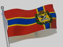 a red yellow and blue flag with a crown and a bird on it that says ' havana ' on it