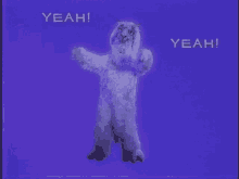 a purple background with the word yeah in white