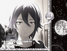 a black and white drawing of a boy with the words " mi cuando dicen que no es de marteo "