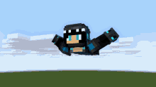 a minecraft character is flying through the air with his arms outstretched