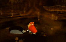 a computer generated image of a person in a cave holding a hammer