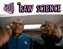 a fox advertisement for 500 raw science shows two men smoking cigarettes