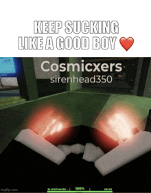 a screenshot of a video game says keep sucking like a good boy