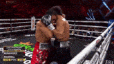 two boxers are in a boxing ring and one of them is wearing gloves that say benavídez