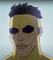 a drawing of a man wearing sunglasses and a yellow costume
