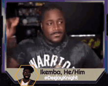 a picture of a man with the name ikemba he him