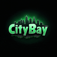 a city bay logo with a city skyline behind it