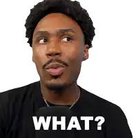 a man with a beard and mustache is wearing a black shirt that says what