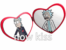 two hearts with rick from rick and morty inside of them
