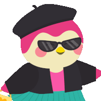 a cartoon bird wearing sunglasses and a hat