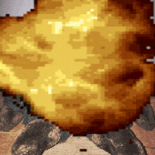 a pixel art of a potato being roasted