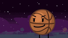 a basketball with a sad face is holding a saw