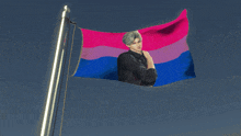 a bisexual flag with a picture of a person on it