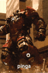 a robot with the word pinga written on it