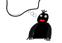 a drawing of a black monkey with a red nose
