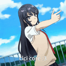 a girl giving a thumbs up with the words " cici core 3 " below her