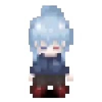 a pixel art drawing of a girl with blue hair
