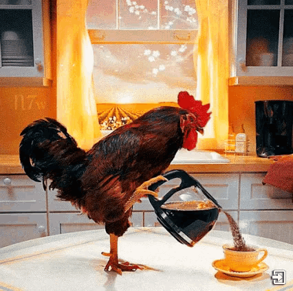 Guten Morgen  Good Morning Rooster Salt Glaze Coffee Cup 