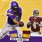 a poster for a football game between minnesota and thewashington redskins