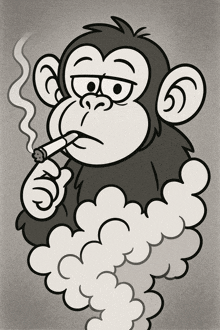 a cartoon monkey smoking a cigarette with smoke coming out of its mouth