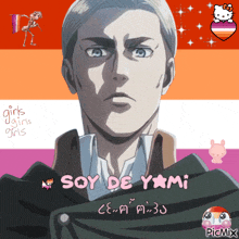 a picture of a man with the words soy de yami written on the bottom